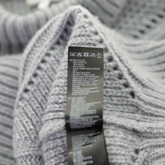 Reiss Myla Oversize Modern Cable Knit Wool Cashmere Gray Jumper Sweater Women XS - Picture 9 of 9